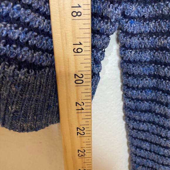 Theyskens Theory Navy Open Knit Striped Linen Silk Blend Crewneck Sweater Size M - Picture 6 of 6